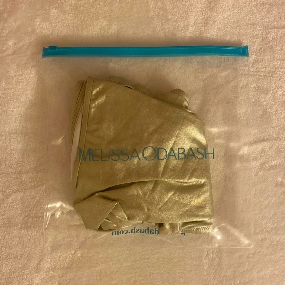 MELISSA ODABASH Ibiza Cut Out One Piece Swimsuit Metallic Effect Gold US M NWT - Picture 13 of 15